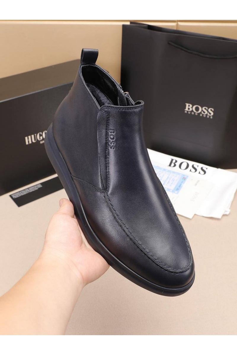 Hugо Воss Кожаные лоферы с мехом high-top - Navy