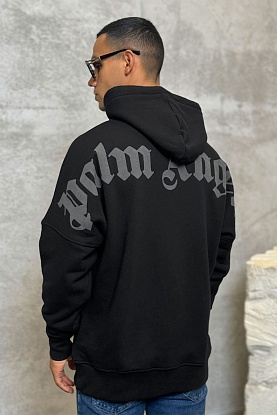 Утеплённое оверсайз худи Classic Logo - Black