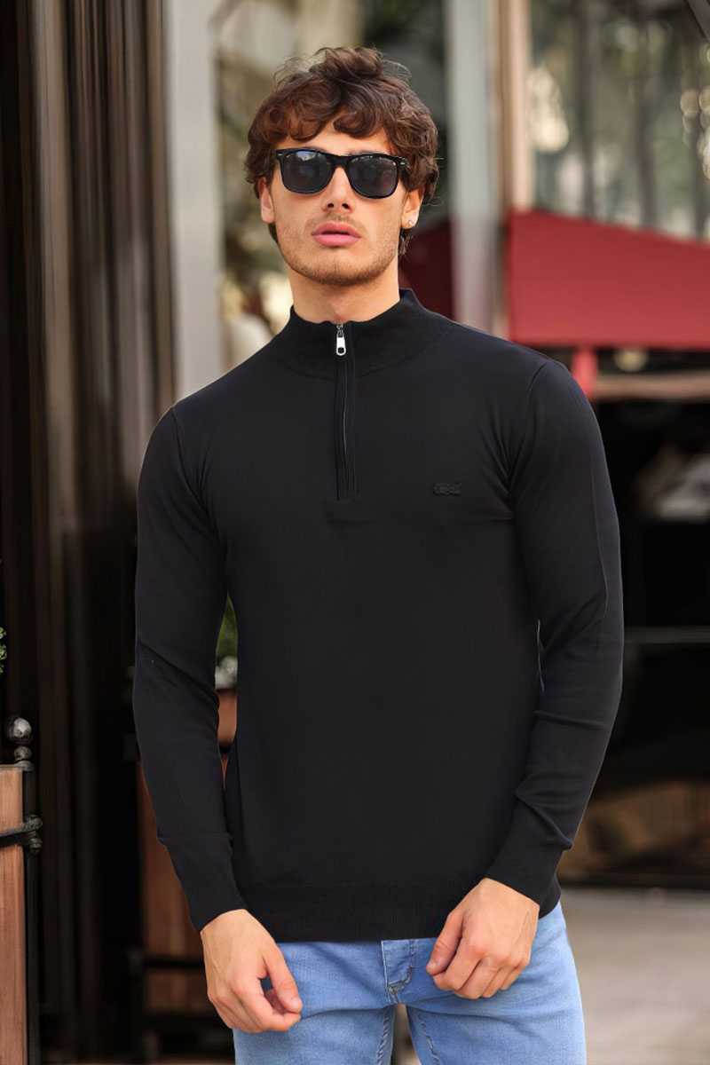 Lacoste Мужской чёрный джемпер Zip Neck 