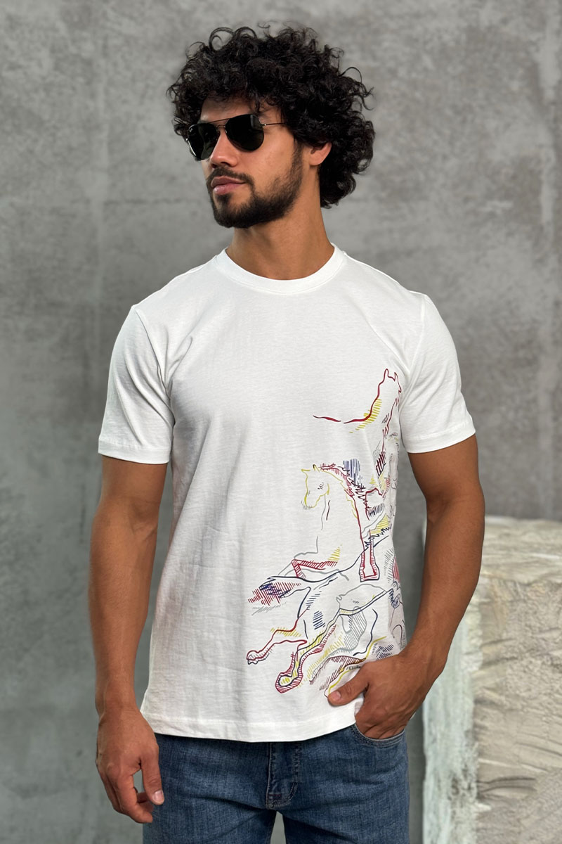 Hermes Мужская белая футболка 