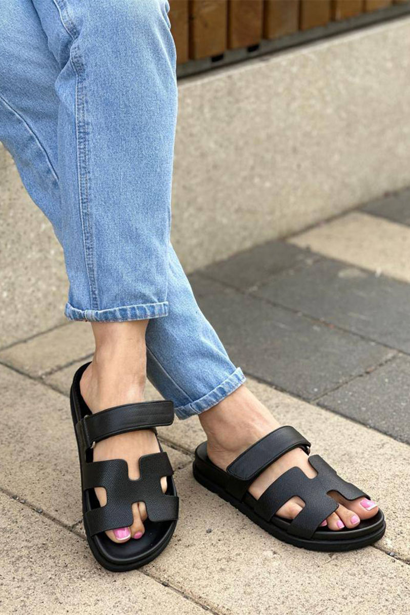 Hermes Женские кожаные сандалии Chypre - Black