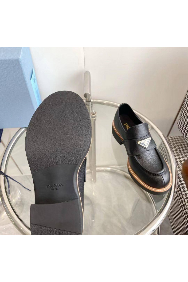 Prada Женские кожаные лоферы Premium - Black