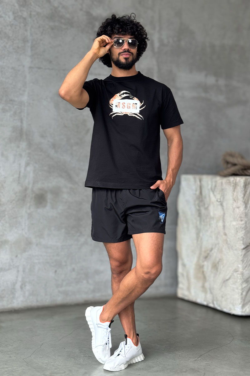 Designer Clothing Чёрная оверсайз футболка MSGM Crab-print