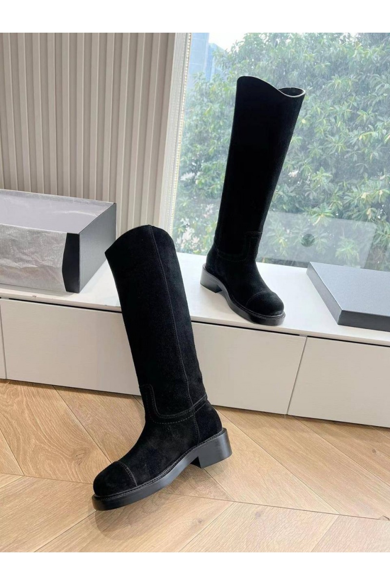 Chаnеl Женские замшевые сапоги Premium - Black
