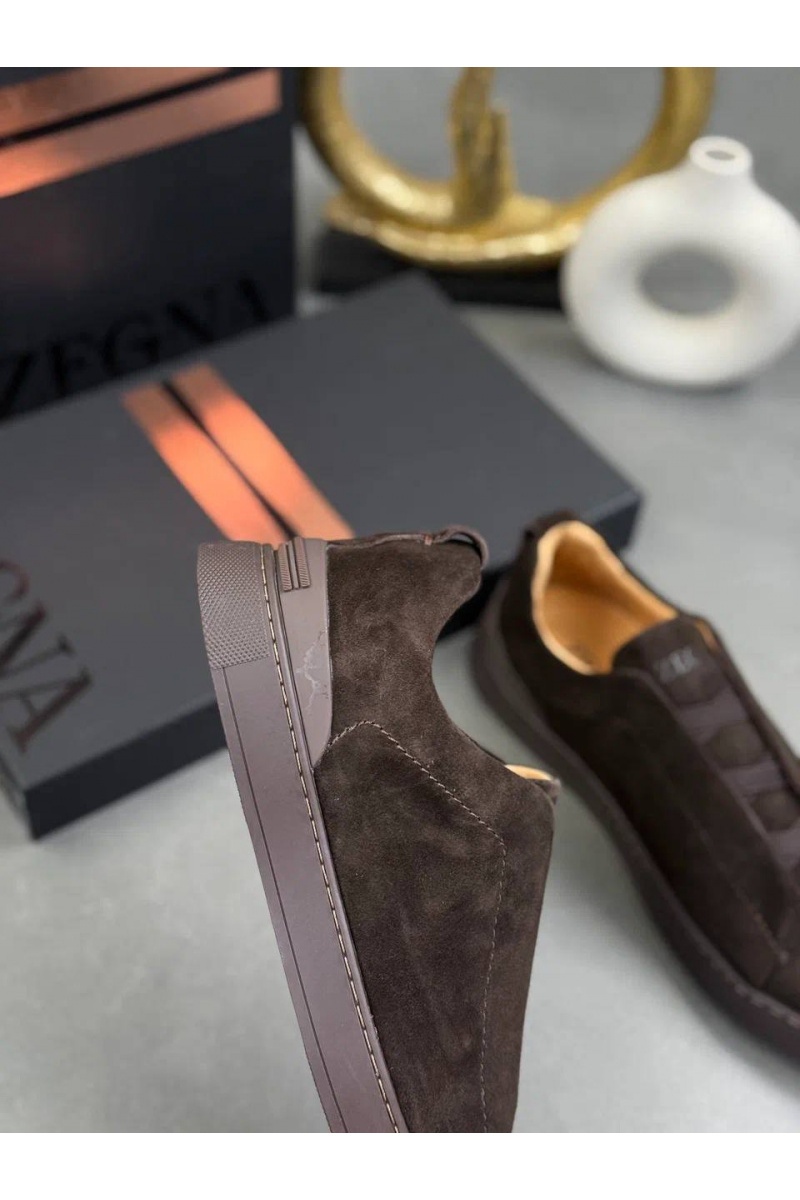 Zegna Замшевые кроссовки Triple Stitch