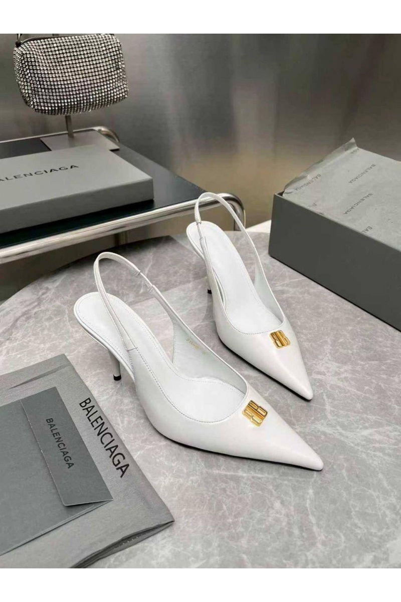 Balenciaga Женские кожаные туфли на каблуке premium