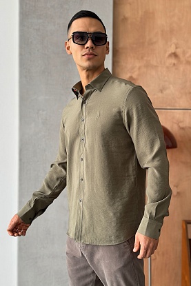 Мужская рубашка H embroidered - Khaki 