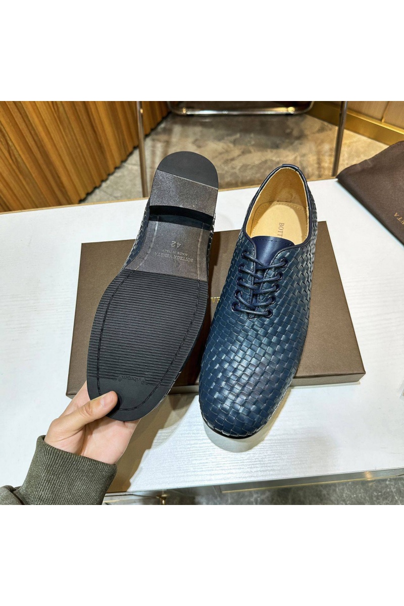 Bottega Veneta Мужские кожаные ботинки Intrecciato - Navy