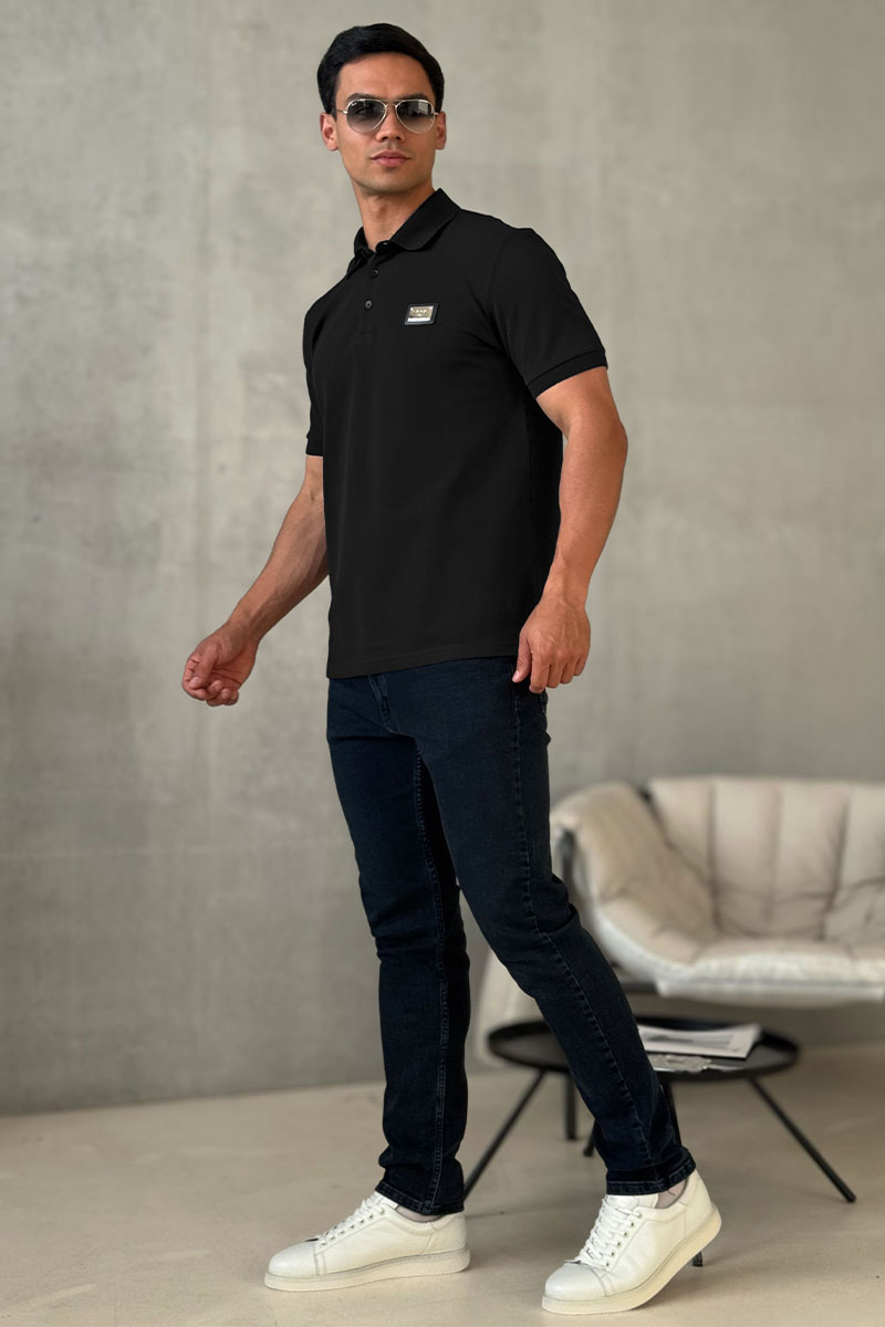 Dоlсе & Gаbbаnа Мужское чёрное поло logo-plaque