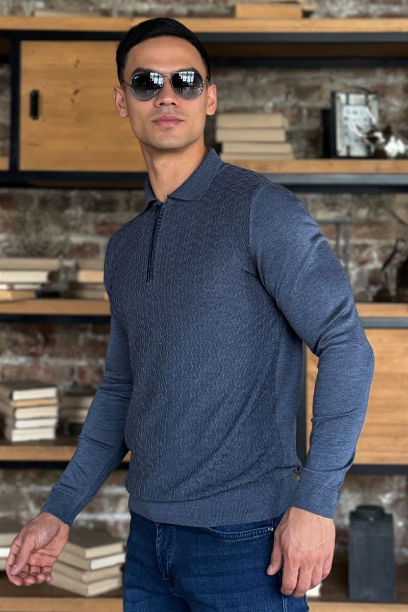 Zilli Поло с длинным рукавом zip-up - Indigo