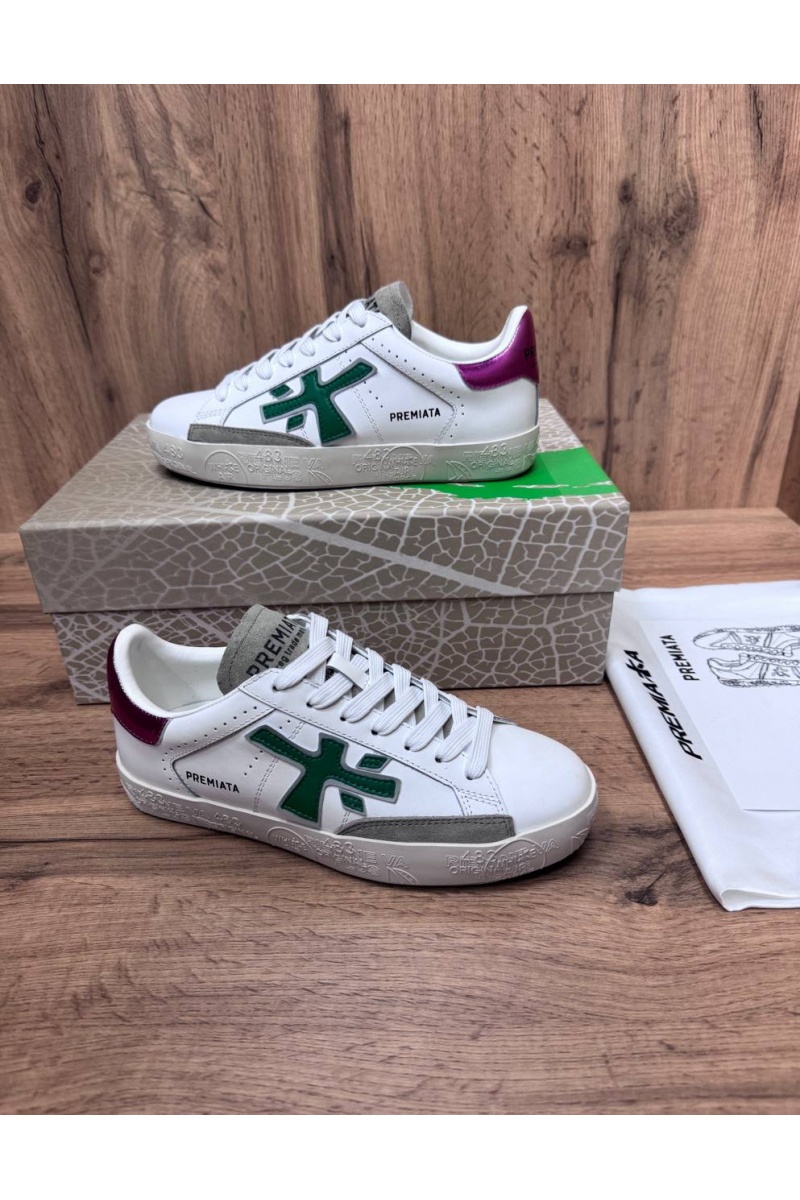 Premiata Женские кожаные кроссовки  Steven 6651
