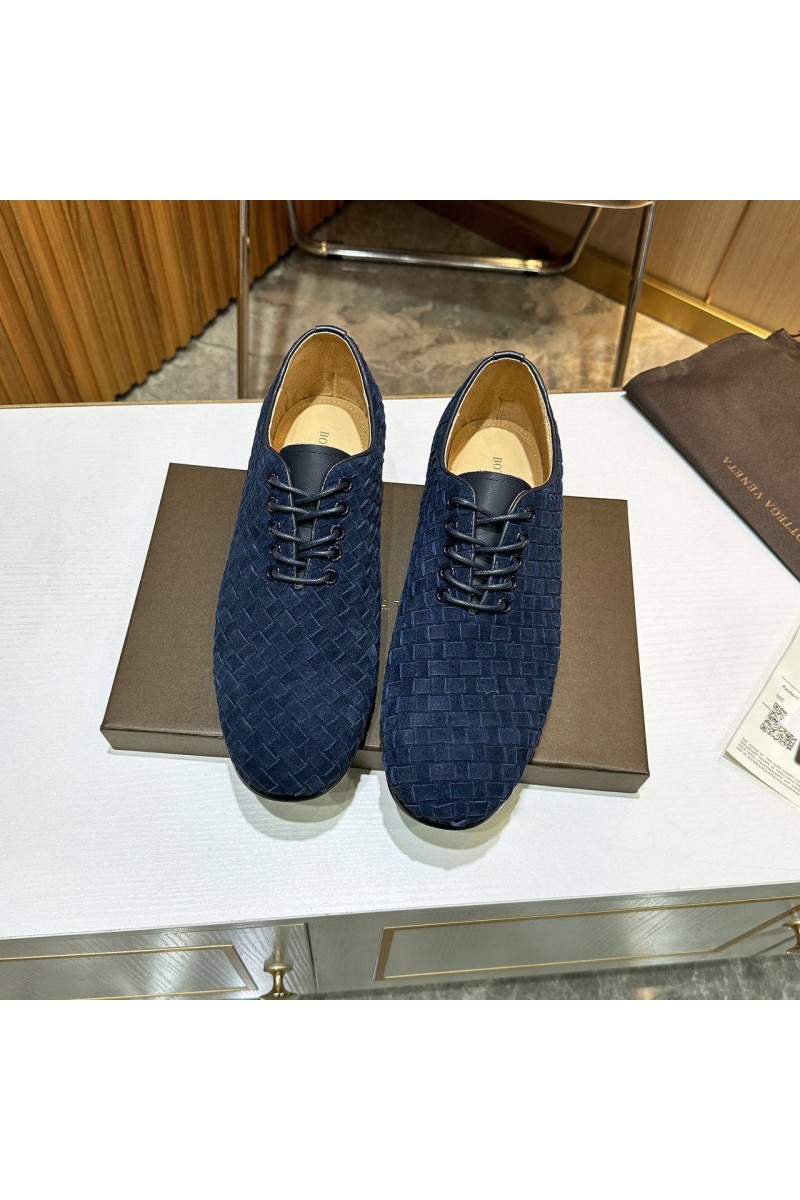 Bottega Veneta Мужские замшевые ботинки Intrecciato - Navy