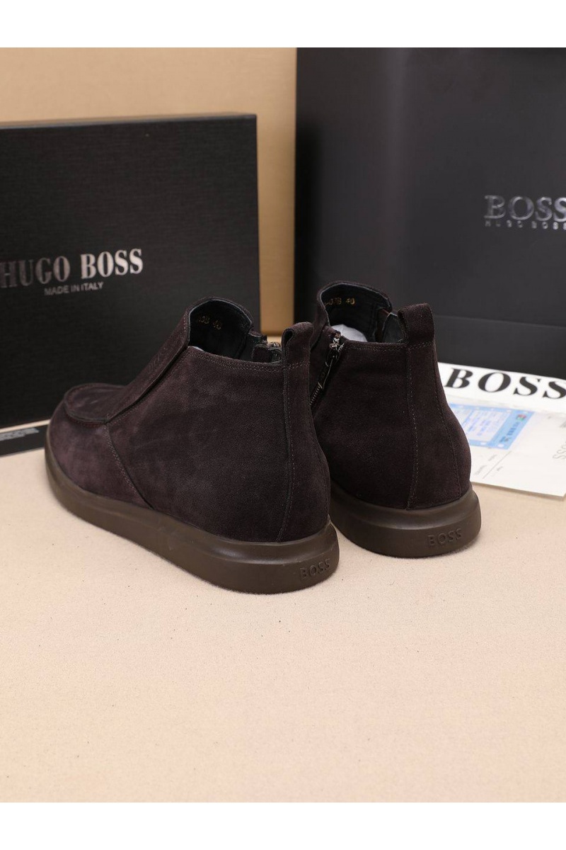 Hugо Воss Замшевые лоферы с мехом high-top - Brown