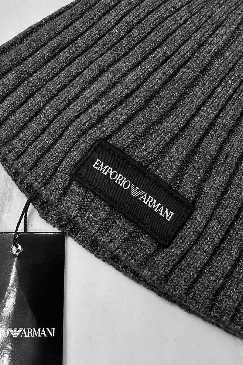 Emporio Armani EA7 Мужская тёмно-серая шапка