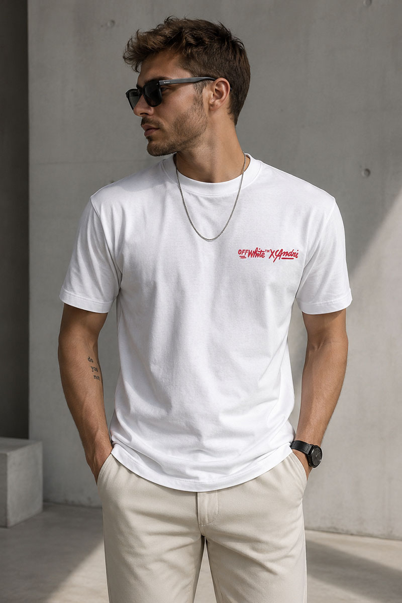 Off-White Белая оверсайз футболка Kaws