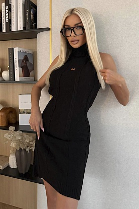 Женское вязаное платье Hermes Premium - Black