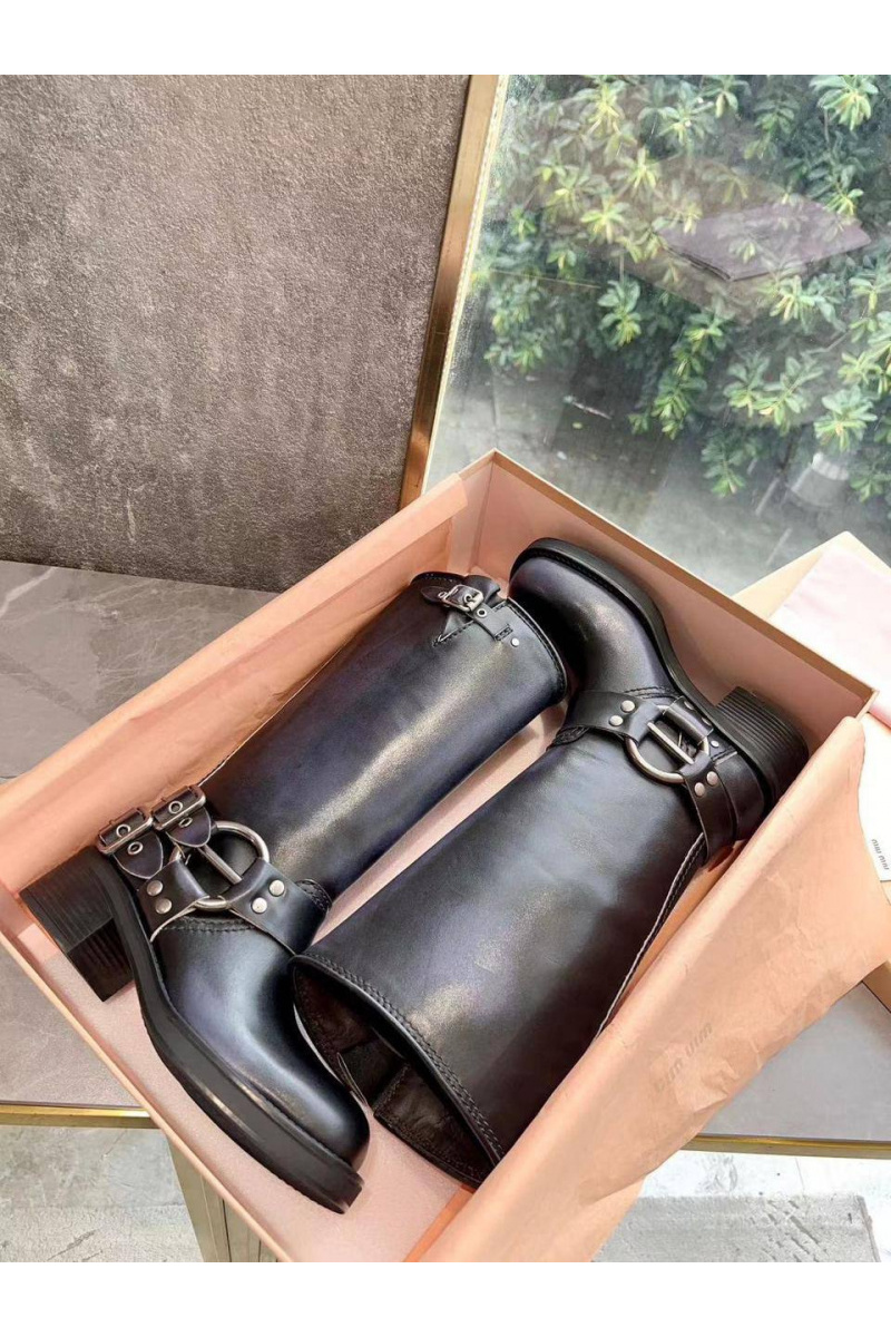 MIU MIU Женские кожаные сапоги Ankle Premium