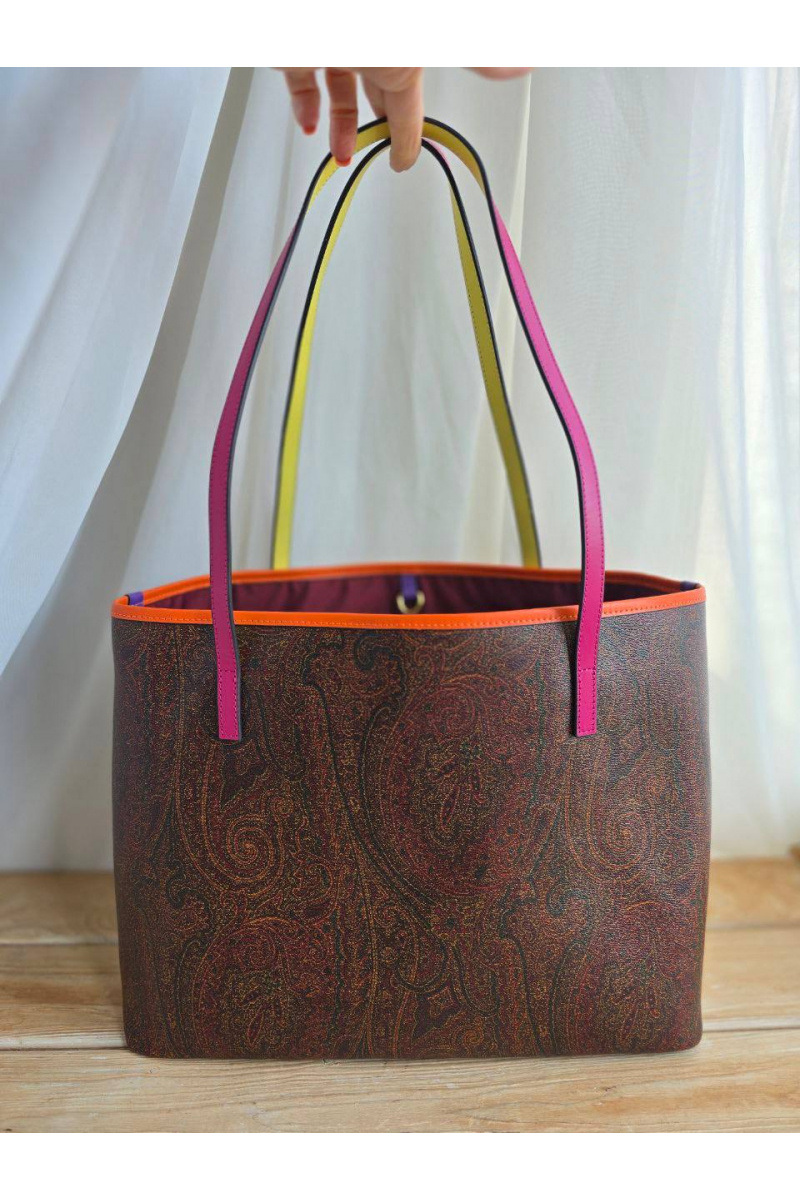 Etro Кожаная сумка с узором пейсли 37x28 см