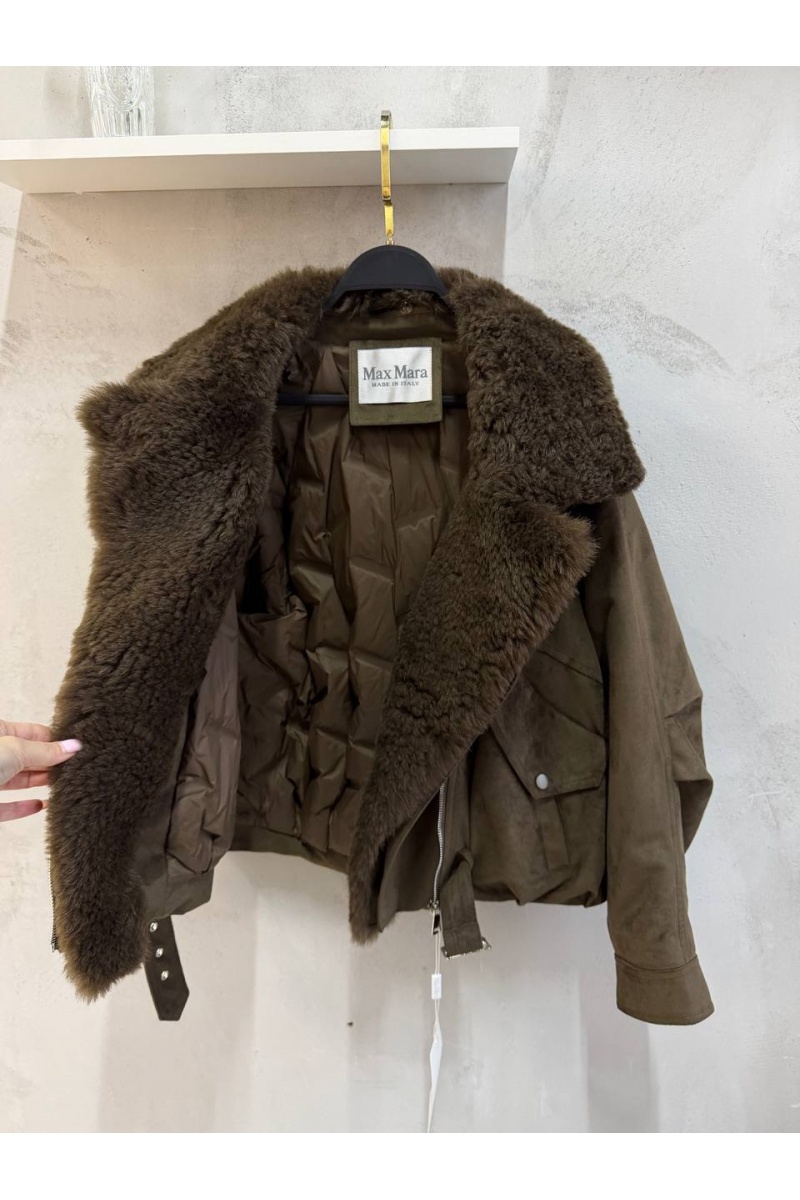Max Mara Женский бомбер Max Mara с натуральным мехом premium