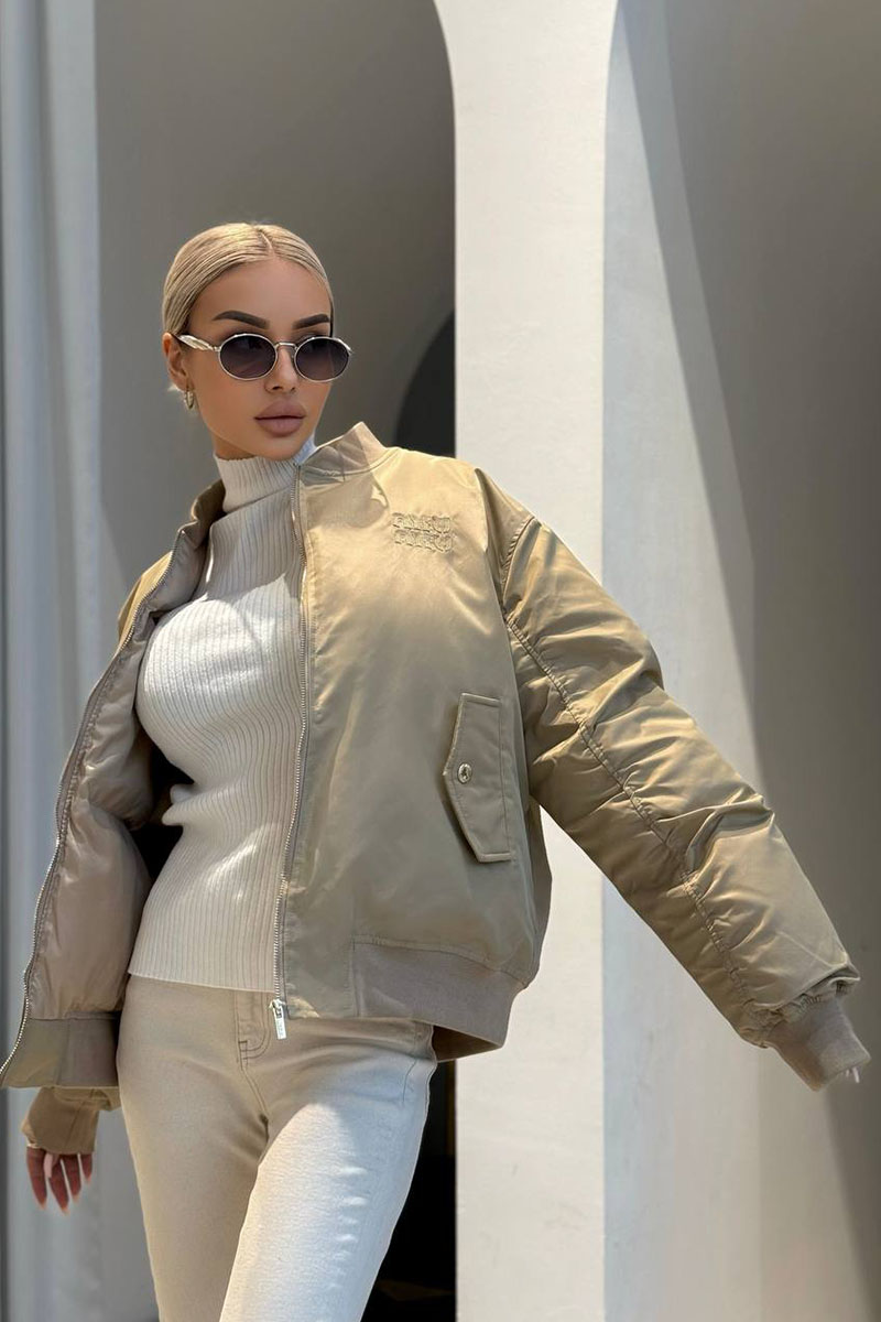 MIU MIU Женский бежевый бомбер Premium