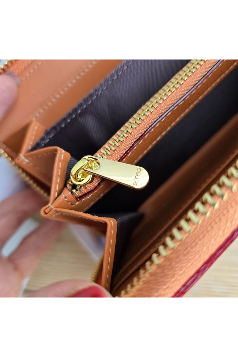 Etro Кожаное портмоне с узором пейсли 19x10 см