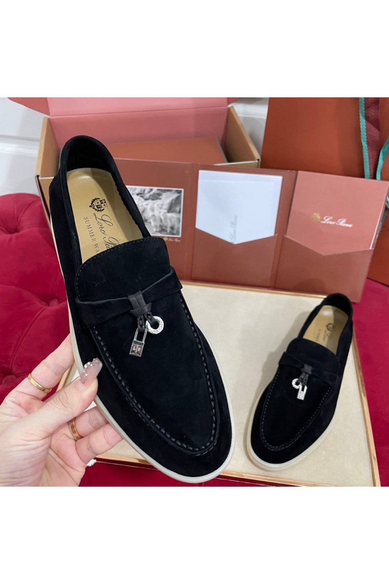Loro Piana Женские замшевые лоферы Summer Charms Walk premium