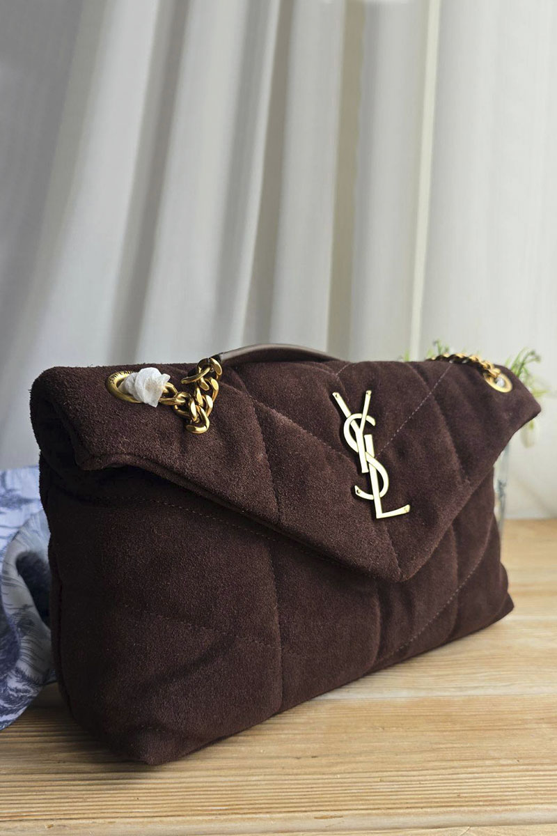 Yves Saint Laurent Замшевая сумка Lou Puffer 30x19 см