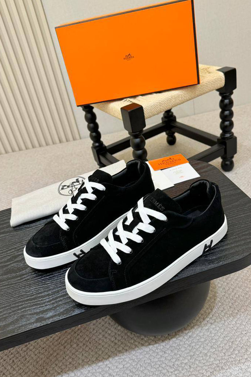 Hermes Мужские замшевые кроссовки Kid - Black