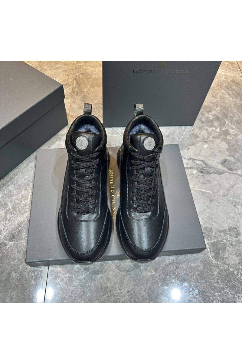 Brunеllо Сuсinеlli Кожаные кроссовки с мехом high-top - Black