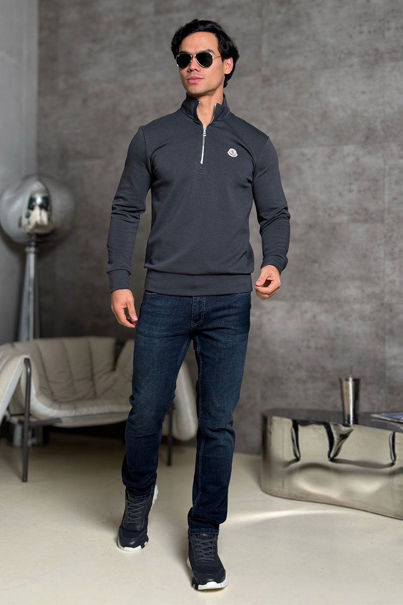 Moncler Мужской джемпер logo-patch - Grey