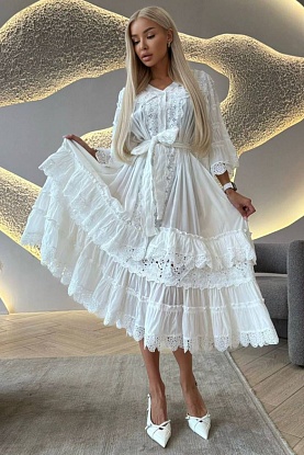 Женское кружевное платье белого цвета Zimmermann