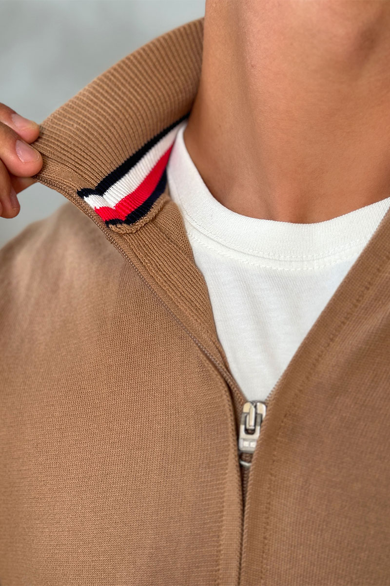 Tommy Hilfiger Кофта на молнии flag embroidery - Brown