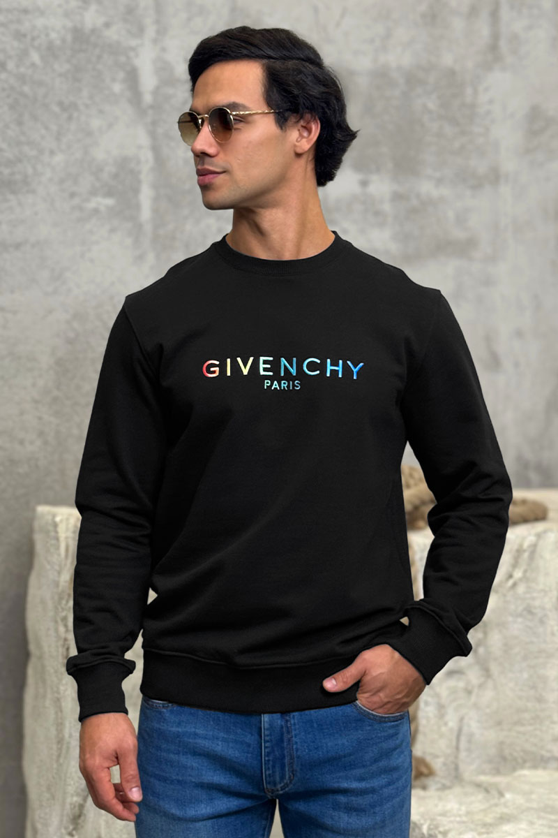 Givenchy Мужской чёрный свитшот multicolor logo