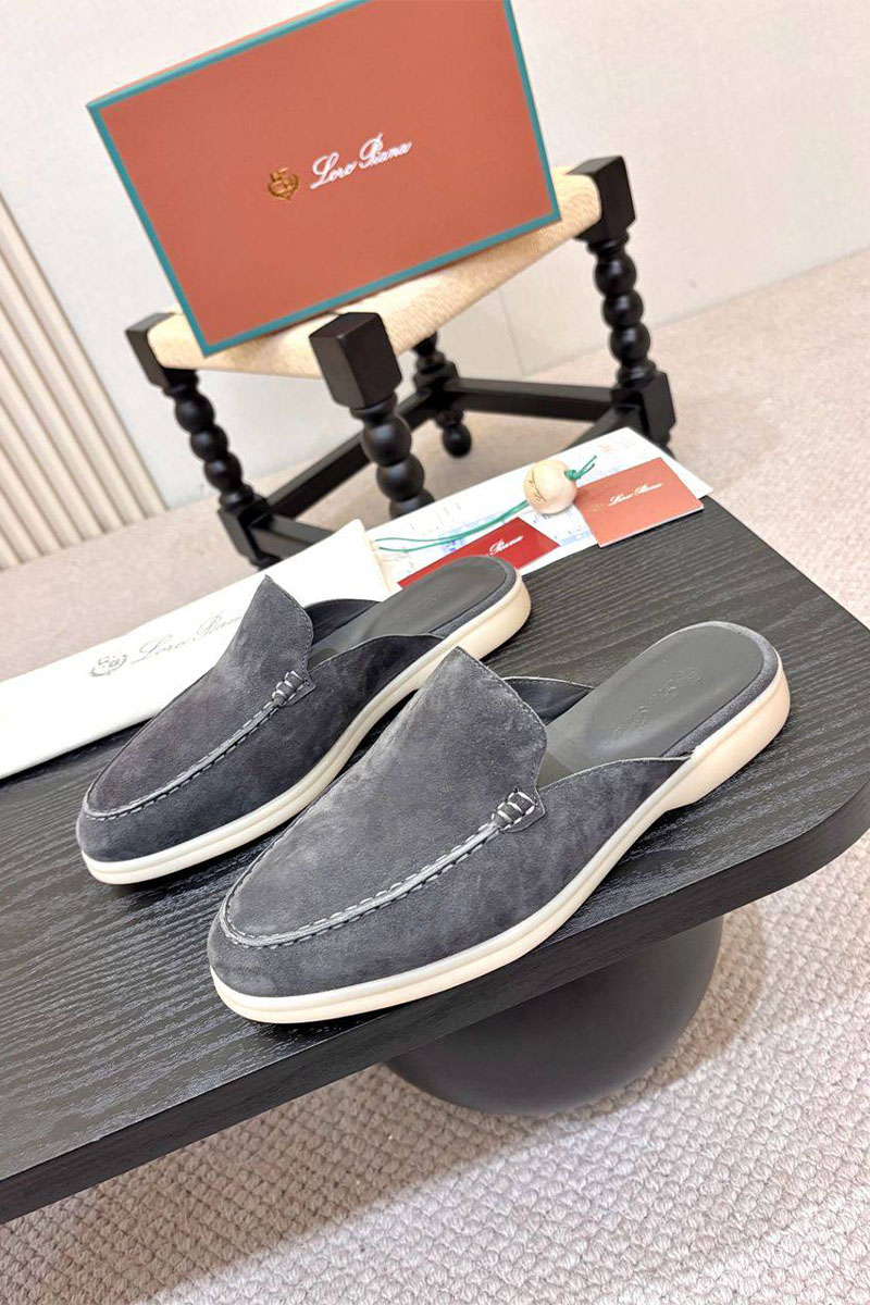 Loro Piana Мужские замшевые шлёпанцы Loro Piana