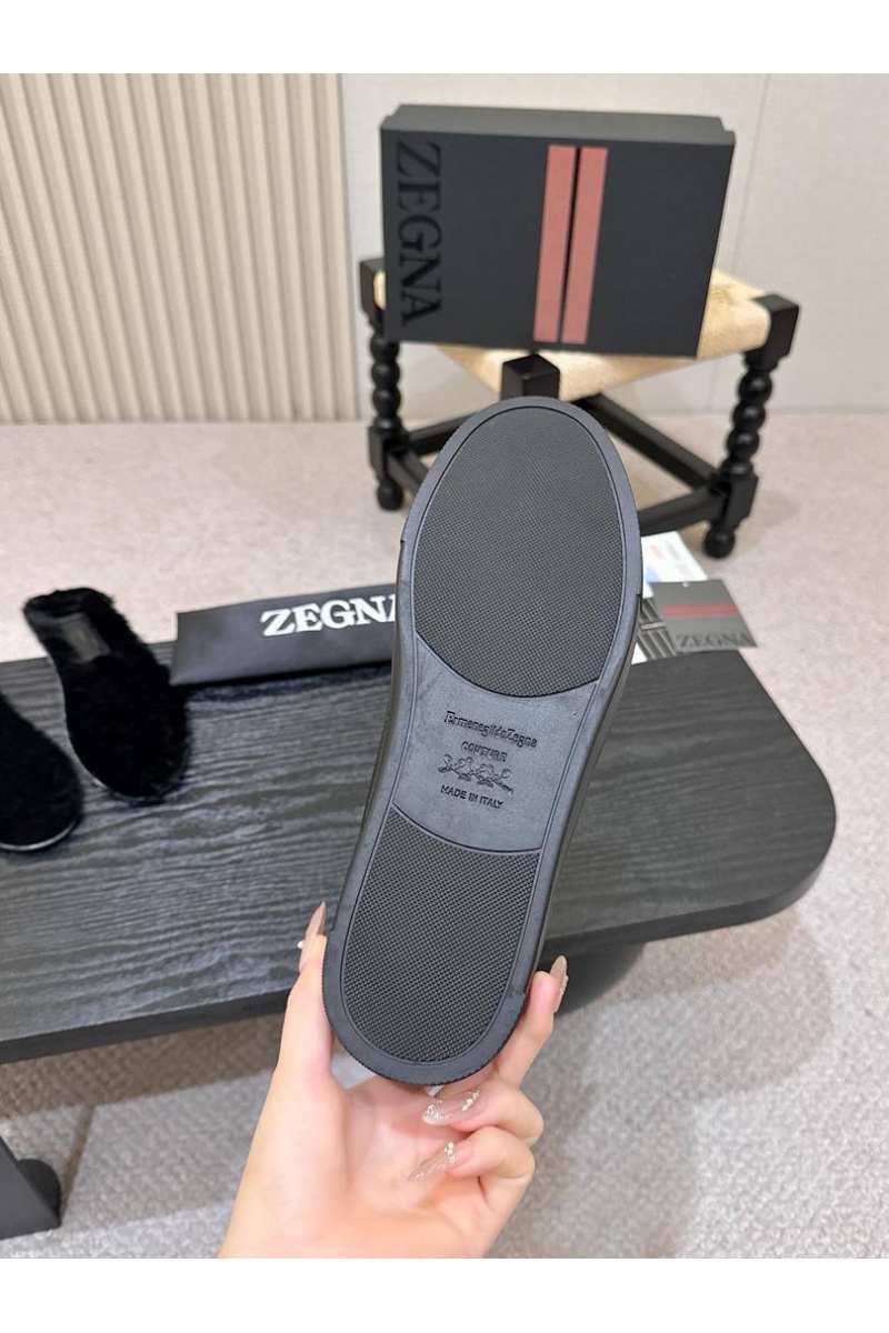Zegna Кроссовки с мехом Triple Stitch high-top