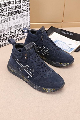 Замшевые кроссовки с мехом high-top - Navy