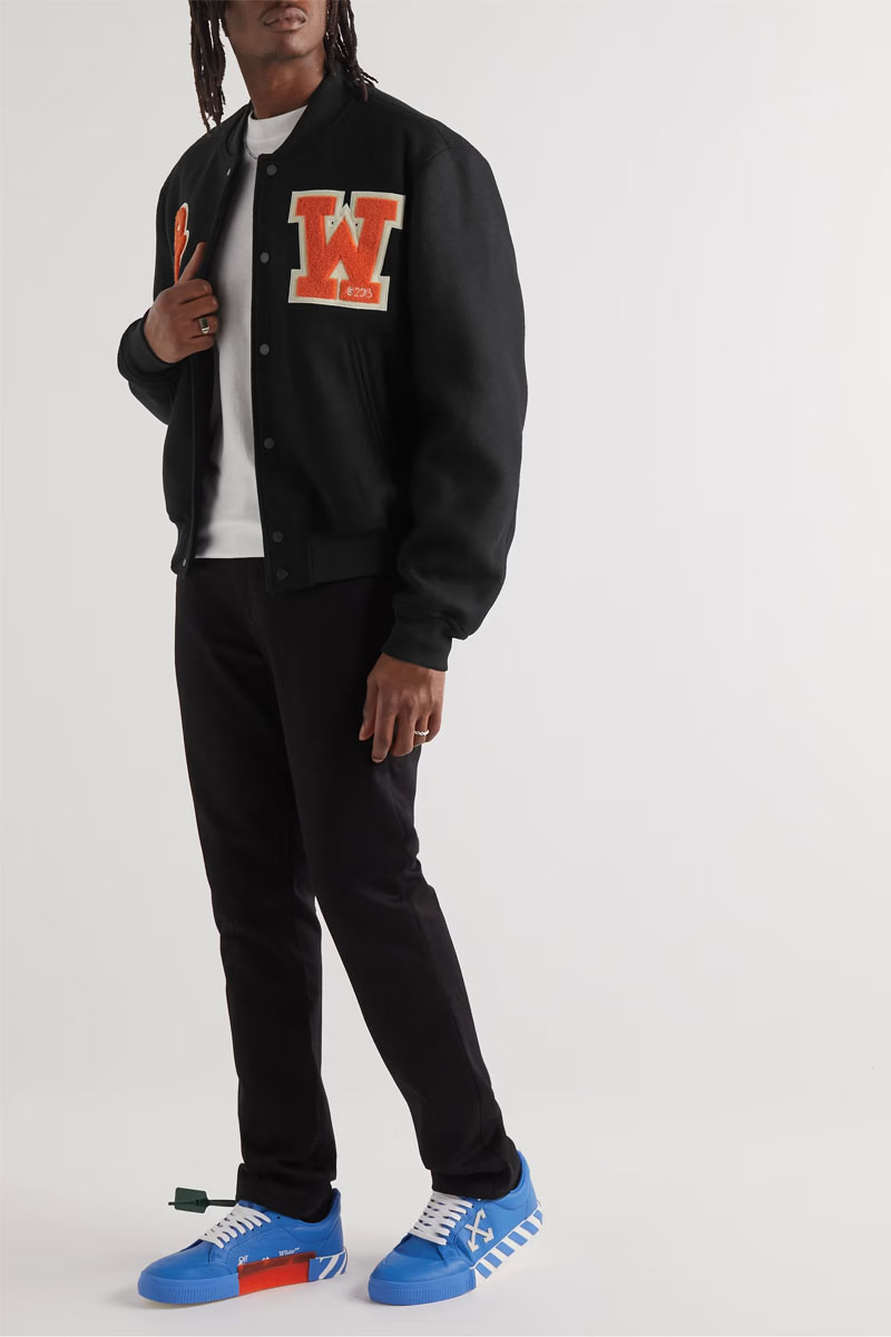 Off-White Мужской чёрный бомбер Varsity OW Patch