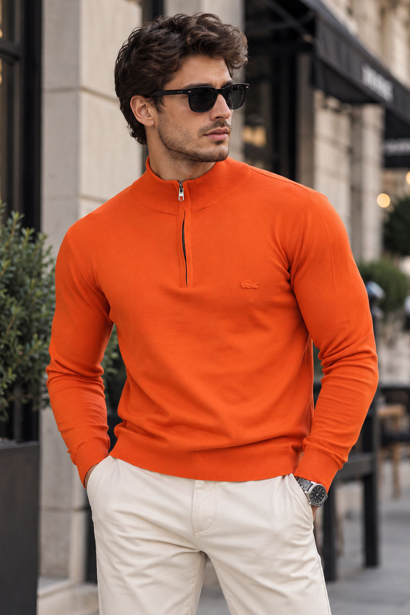 Lacoste Мужской оранжевый джемпер Zip Neck 