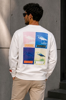 Мужской белый свитшот Multi Heron Censored