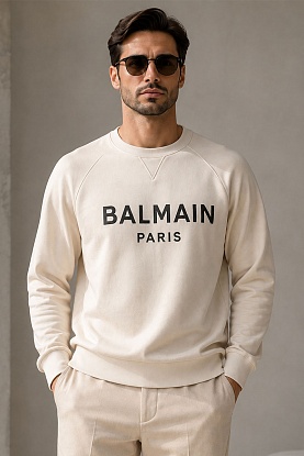 Мужской светло-бежевый свитшот Paris logo-print
