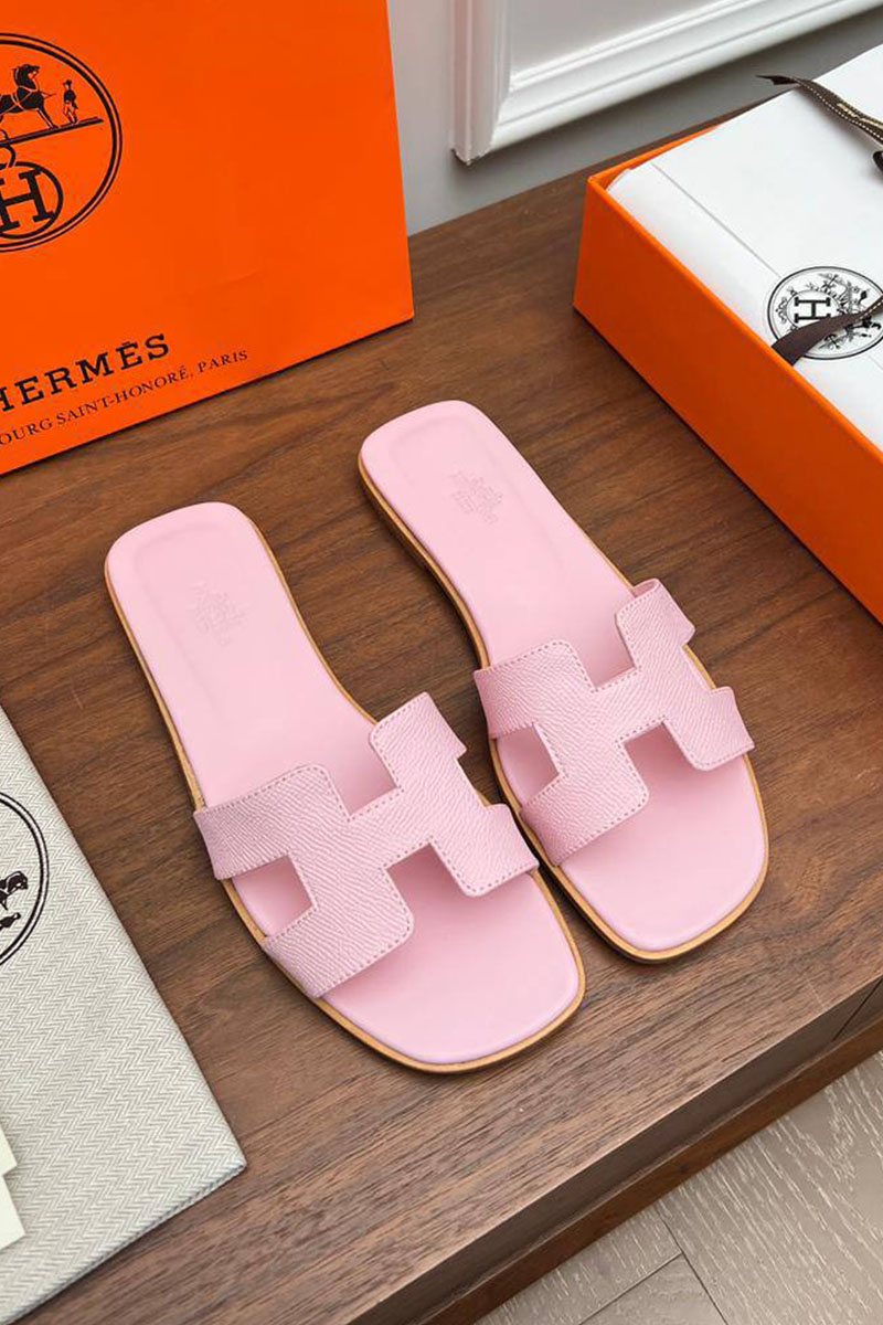 Hermes Женские кожаные шлёпанцы premium