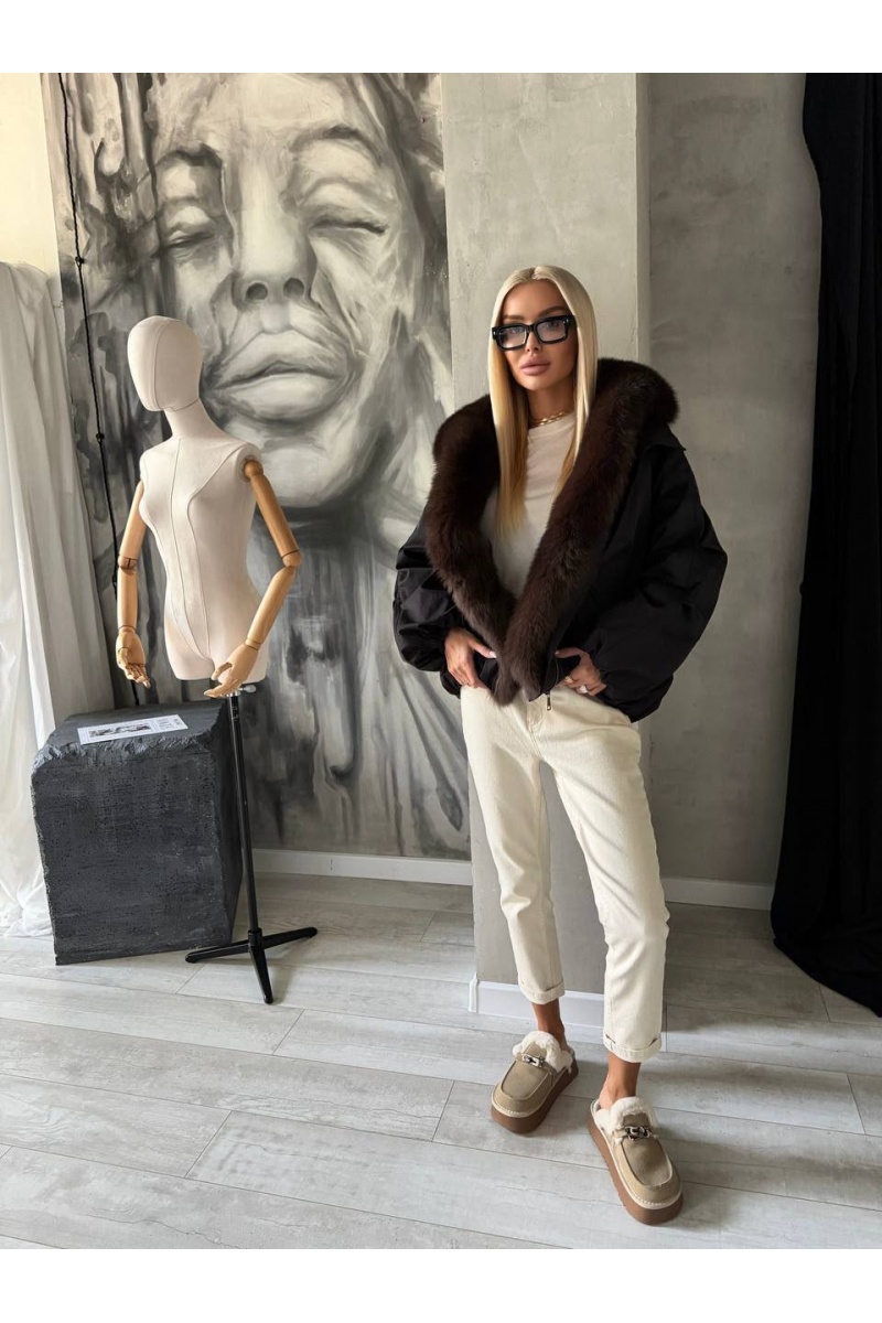 Max Mara Женский бомбер с натуральным мехом premium