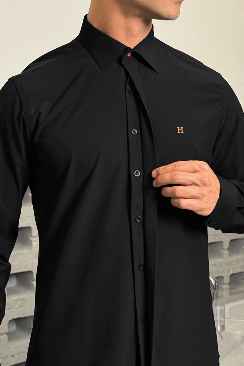 Hermes Мужская рубашка H embroidered - Black