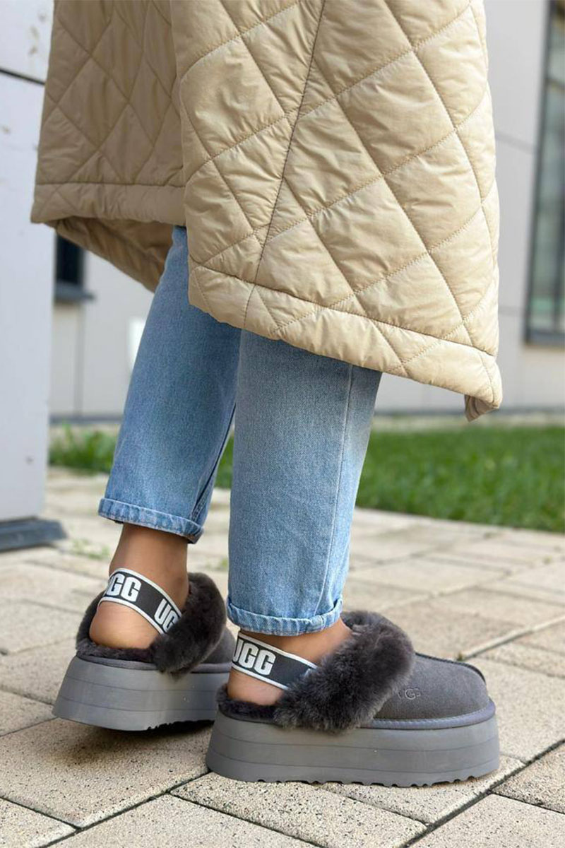 UGG Замшевые женские слиперы с мехом Funkette Platform