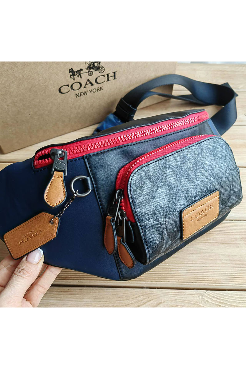 Coach Кожаная сумка на пояс Coach Track - Black / Navy