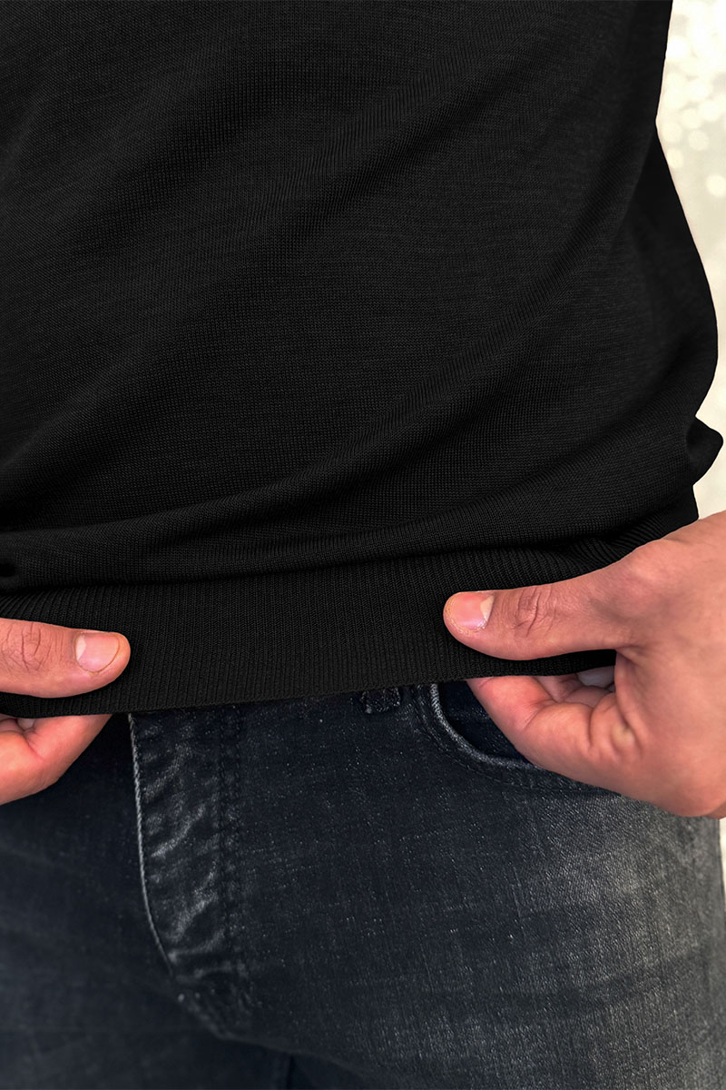 Stеfаnо Riссi Чёрное поло с длинным рукавом zip-up 