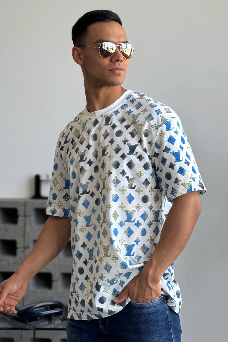 Lоuis Vuittоn Белая оверсайз футболка Monogram All-over