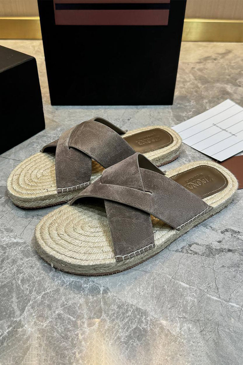 Zegna Мужские шлёпанцы suede - Light Brown