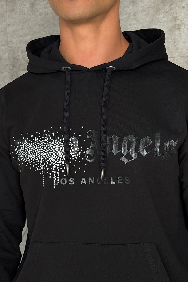 Palm Angels Чёрное худи rhinestone-embellished logo print 
