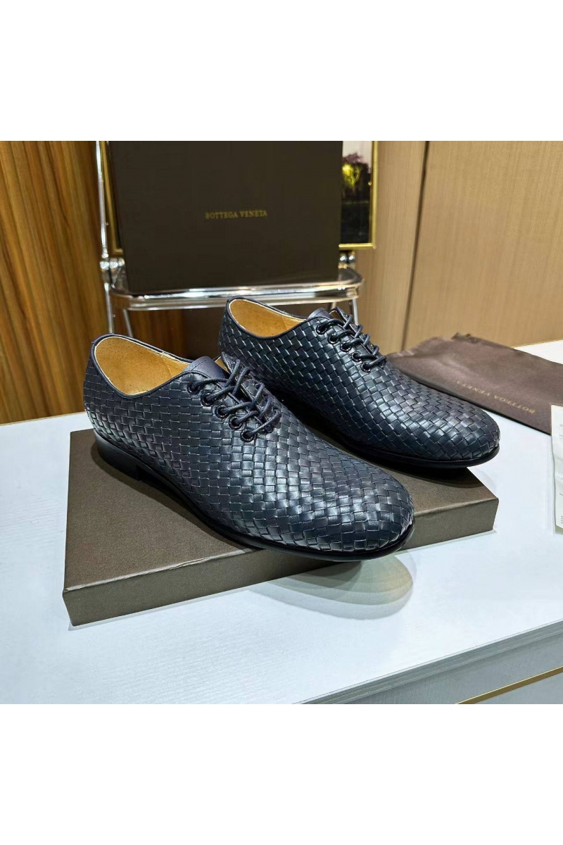 Bottega Veneta Мужские кожаные ботинки Intrecciato - Navy